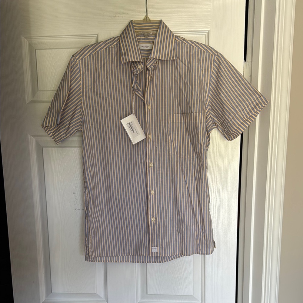 Brown and White Casual Button Down Shirt